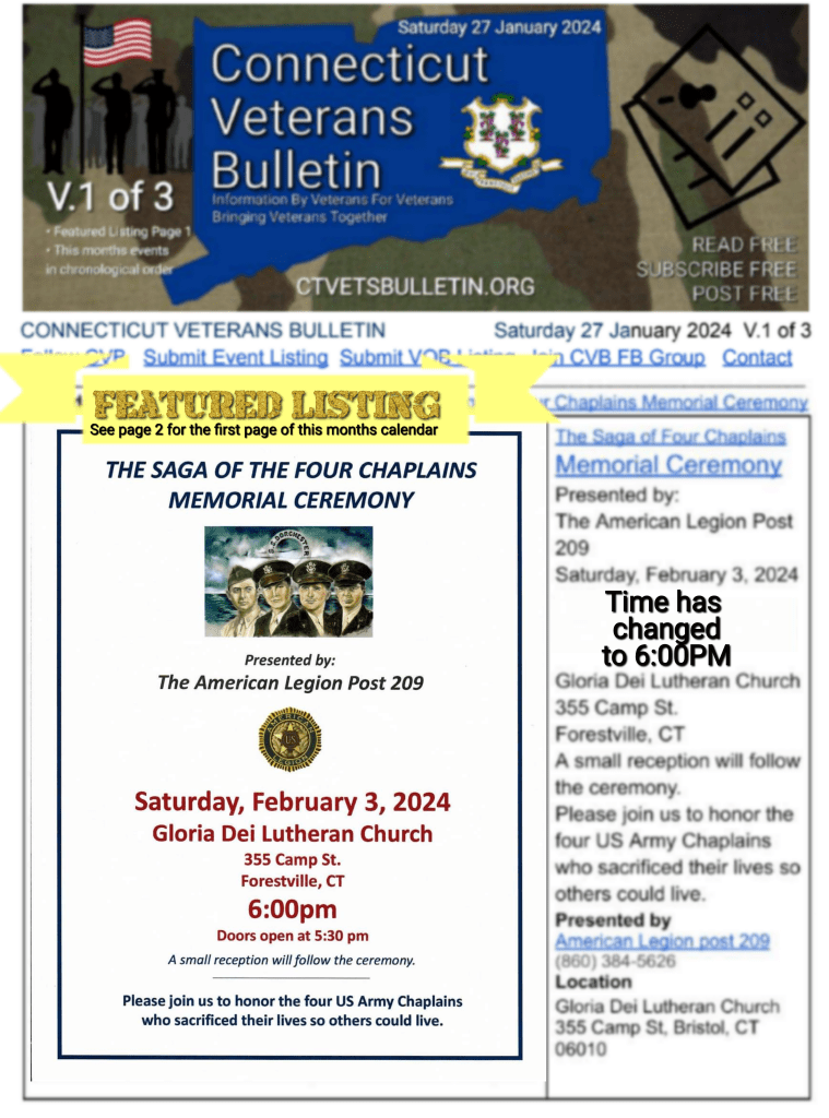 CVB weekly Veterans calendar publication 27 January 2024 Vol 1 image