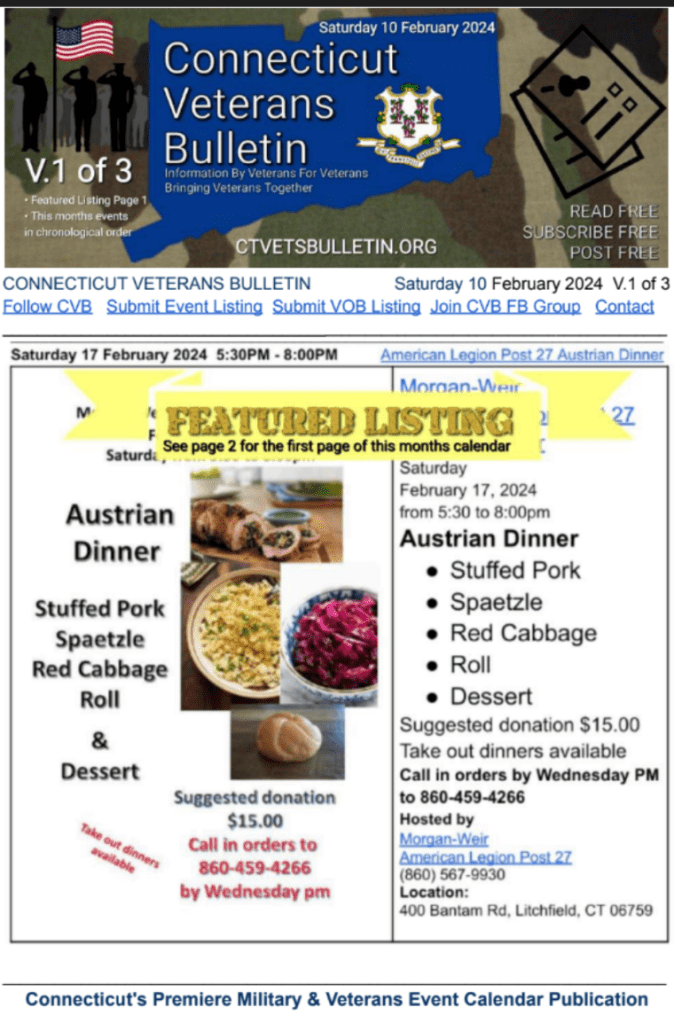 Featured Listing CVB's Weekly Veterans Calendar Publication 10 February 2024 V1 page 2