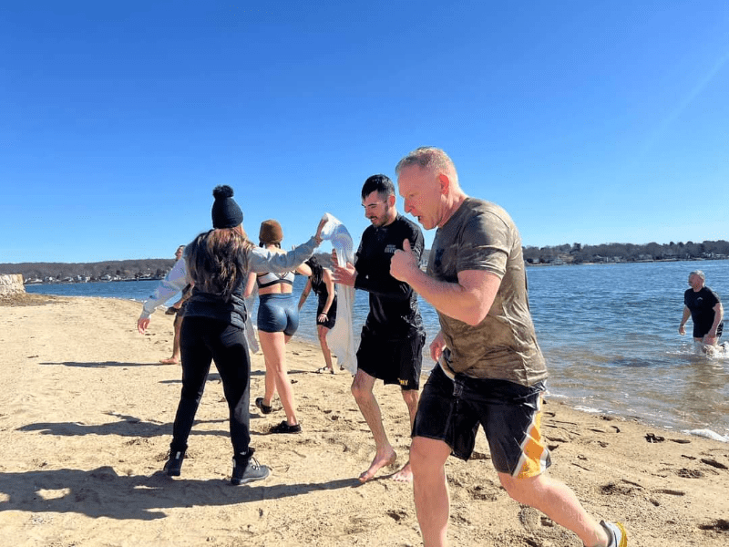 Camp Nett, Polar plunge by the Junior Enlisted Council (JEC) Soldiers of CTARNG ,retired Airmen CTANG brave elements plunge into the Niantic Bay6