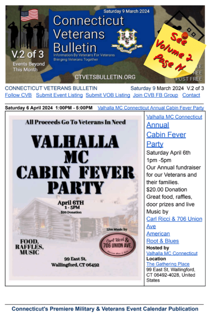 V2 Page 14 image CVB's Weekly Connecticut Veterans Calendar Publication Saturday 9 March 2024