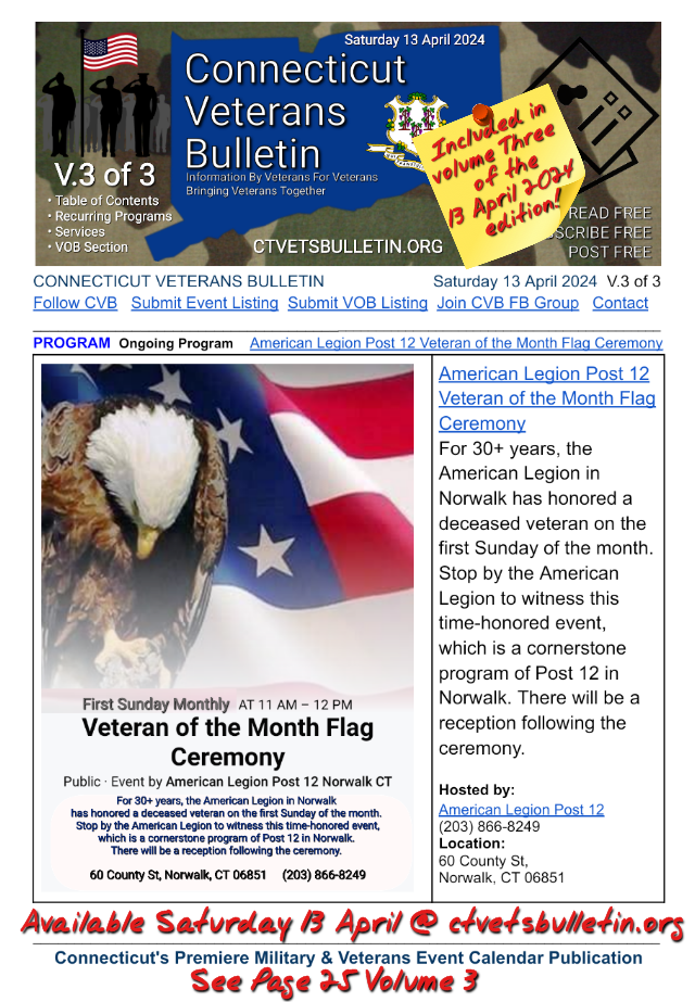 American Legion Post 12 Veteran of the Month Flag Ceremony