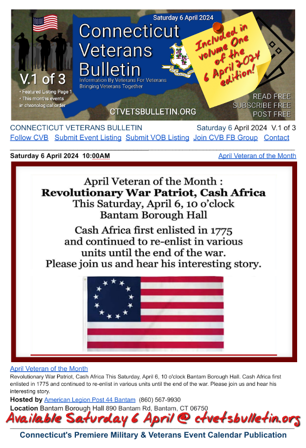 April Veteran of the Month Revolutionary War Patriot, Cash Africa