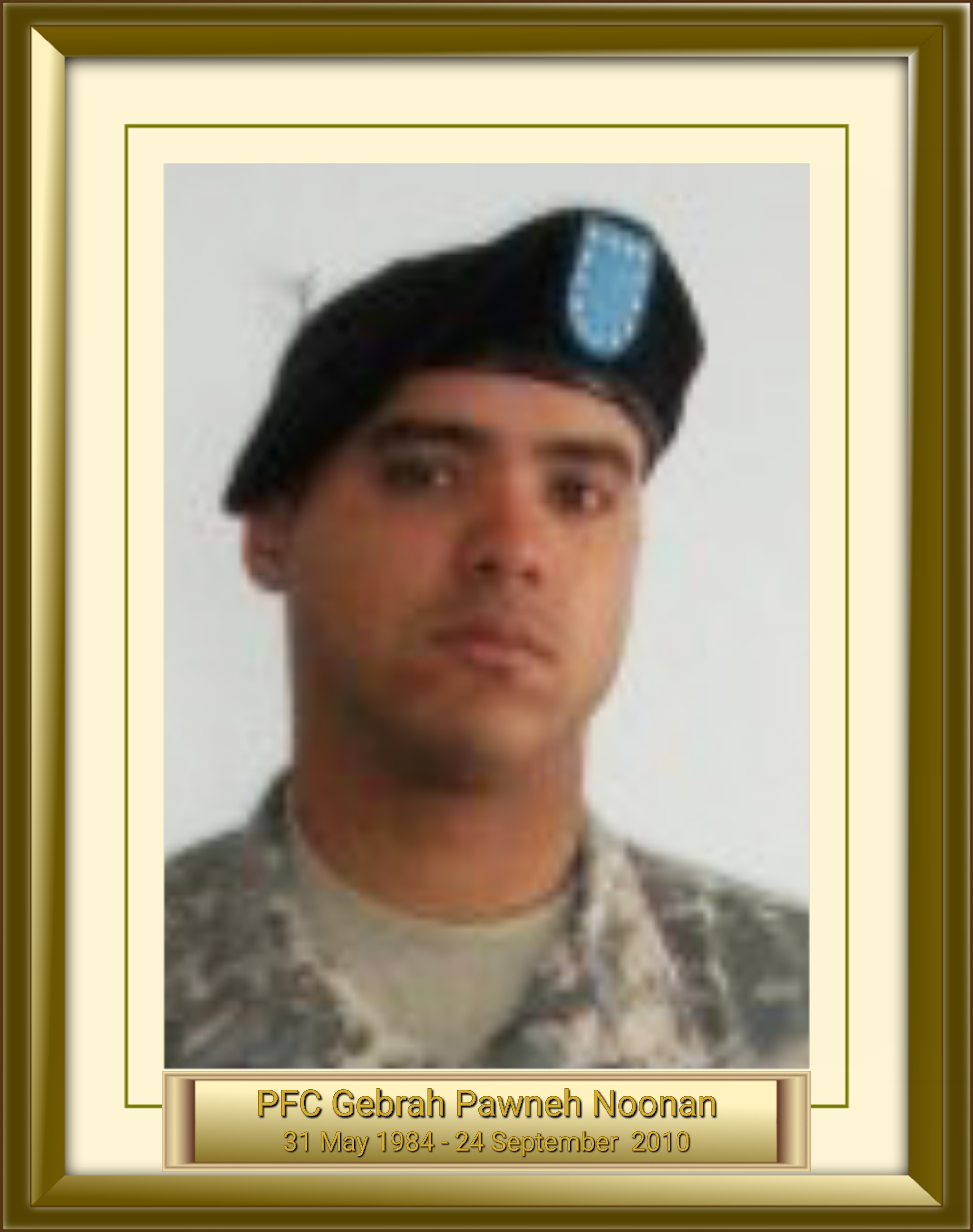PFC Gebrah Pawneh Noonan 31 May 1984 - 24 September 2010
