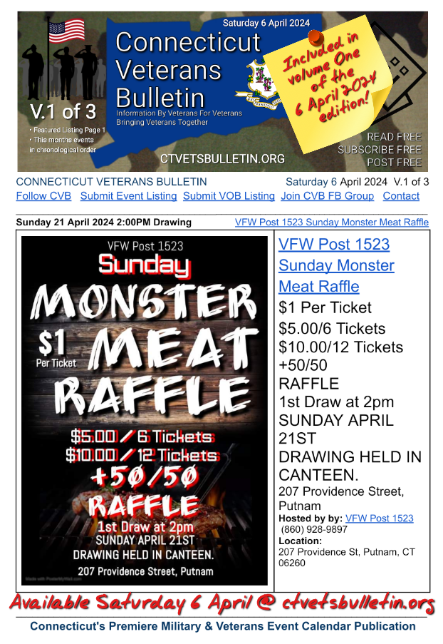 VFW Post 1523 Sunday Monster Meat Raffle