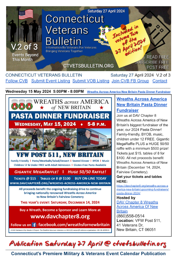 Wreaths Across America New Britain Pasta Dinner Fundraiser