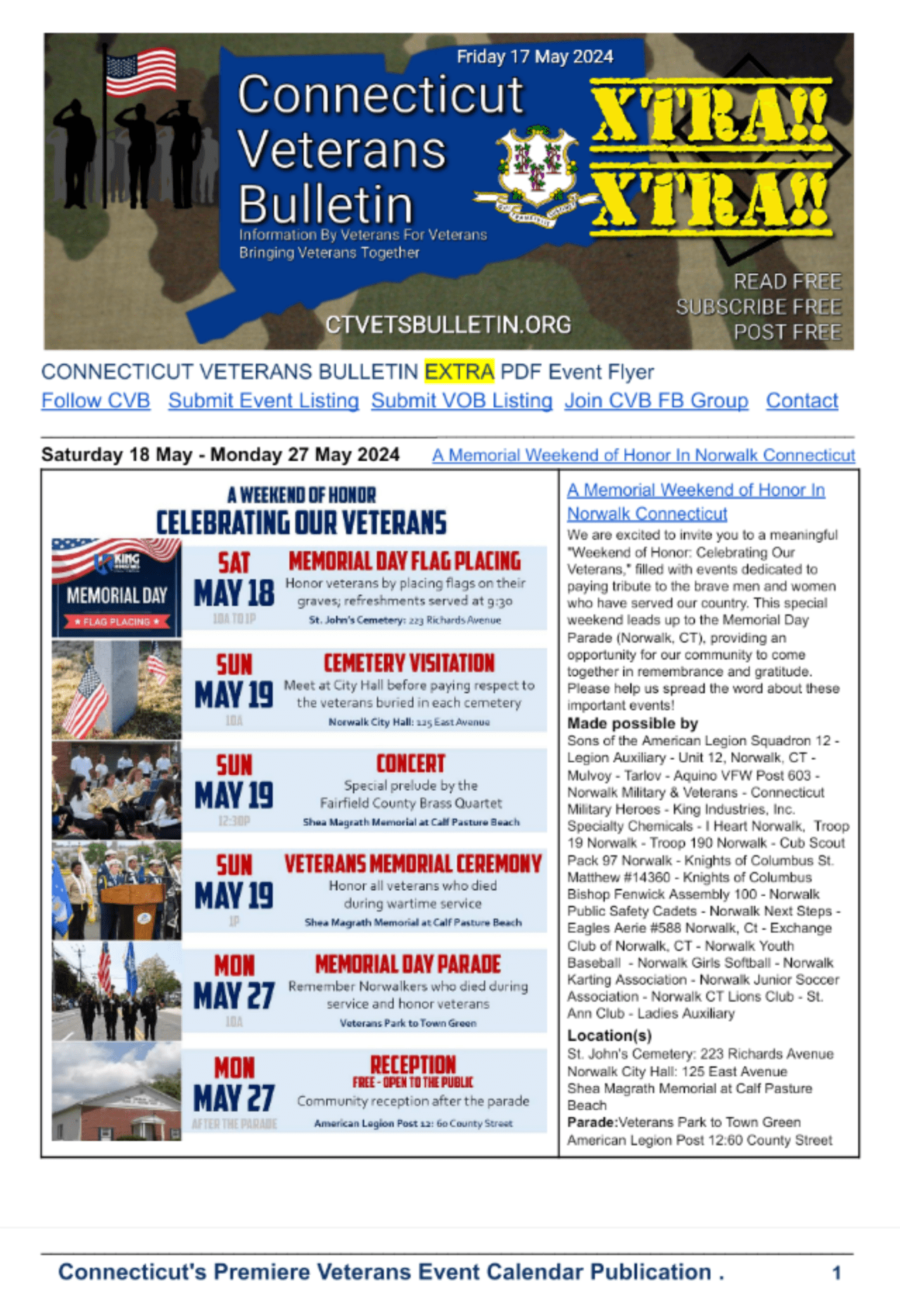 A Memorial Weekend of Honor In Norwalk Connecticut