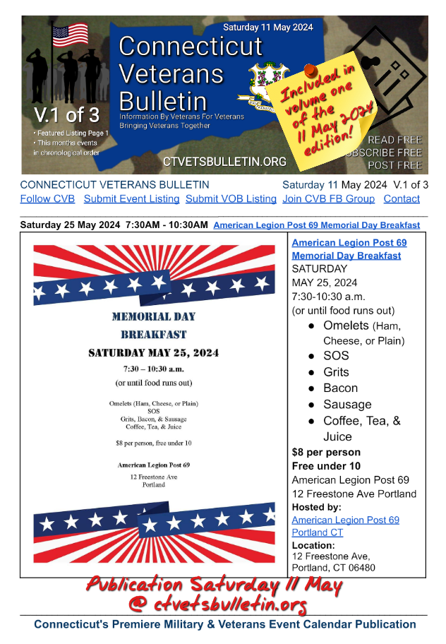 American Legion Post 69 Memorial Day Breakfast