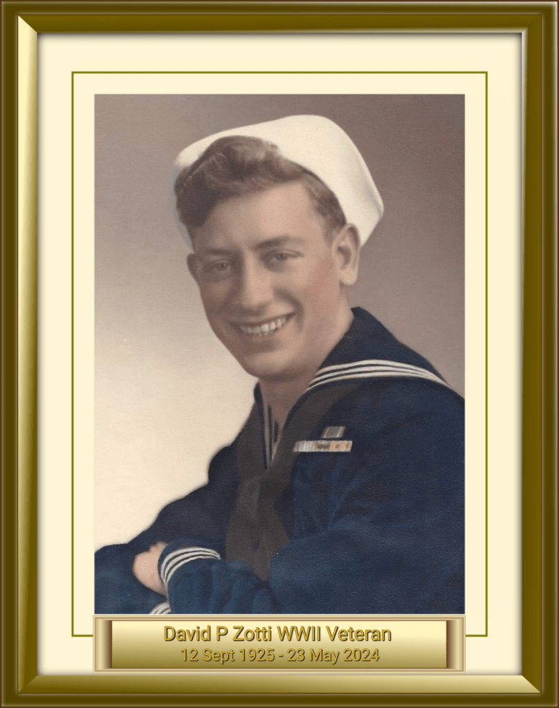 David P Zotti WWII Veteran 12 Sept 1925 - 23 May 2024