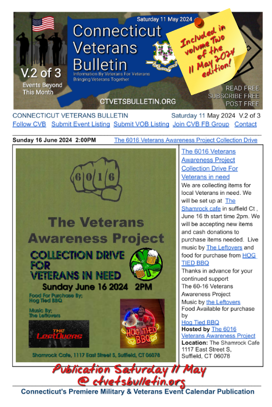The 6016 Veterans Awareness Project Collection Drive For Veterans in need