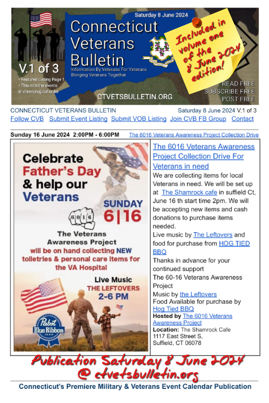 The 6016 Veterans Awareness Project Collection Drive For Veterans in need