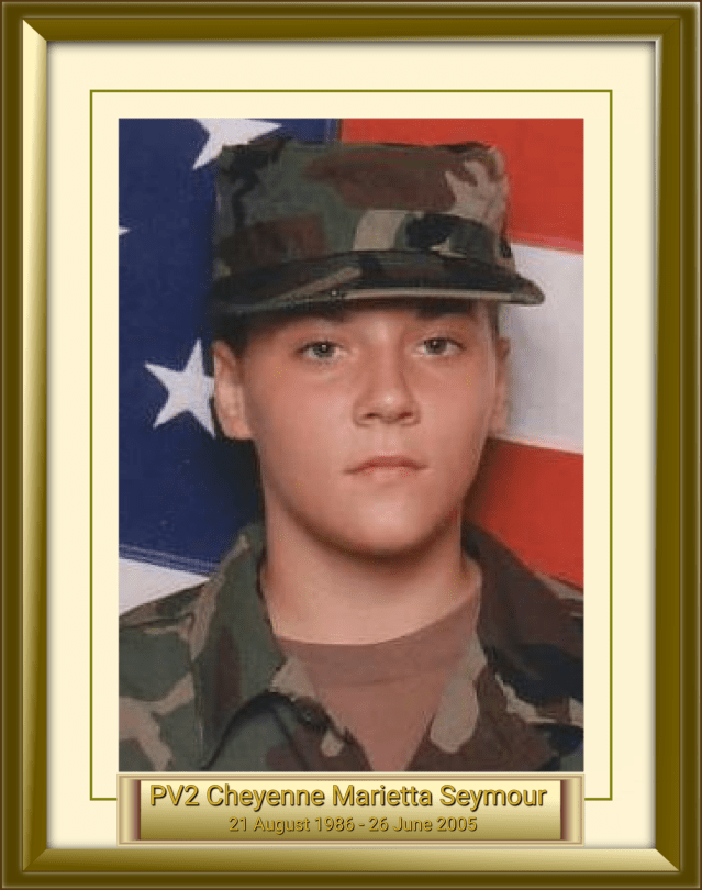 PV2 Cheyenne Marietta Seymour 
21 August 1986 - 26 June 2005