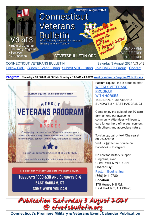 Weekly Veterans Program With Horses