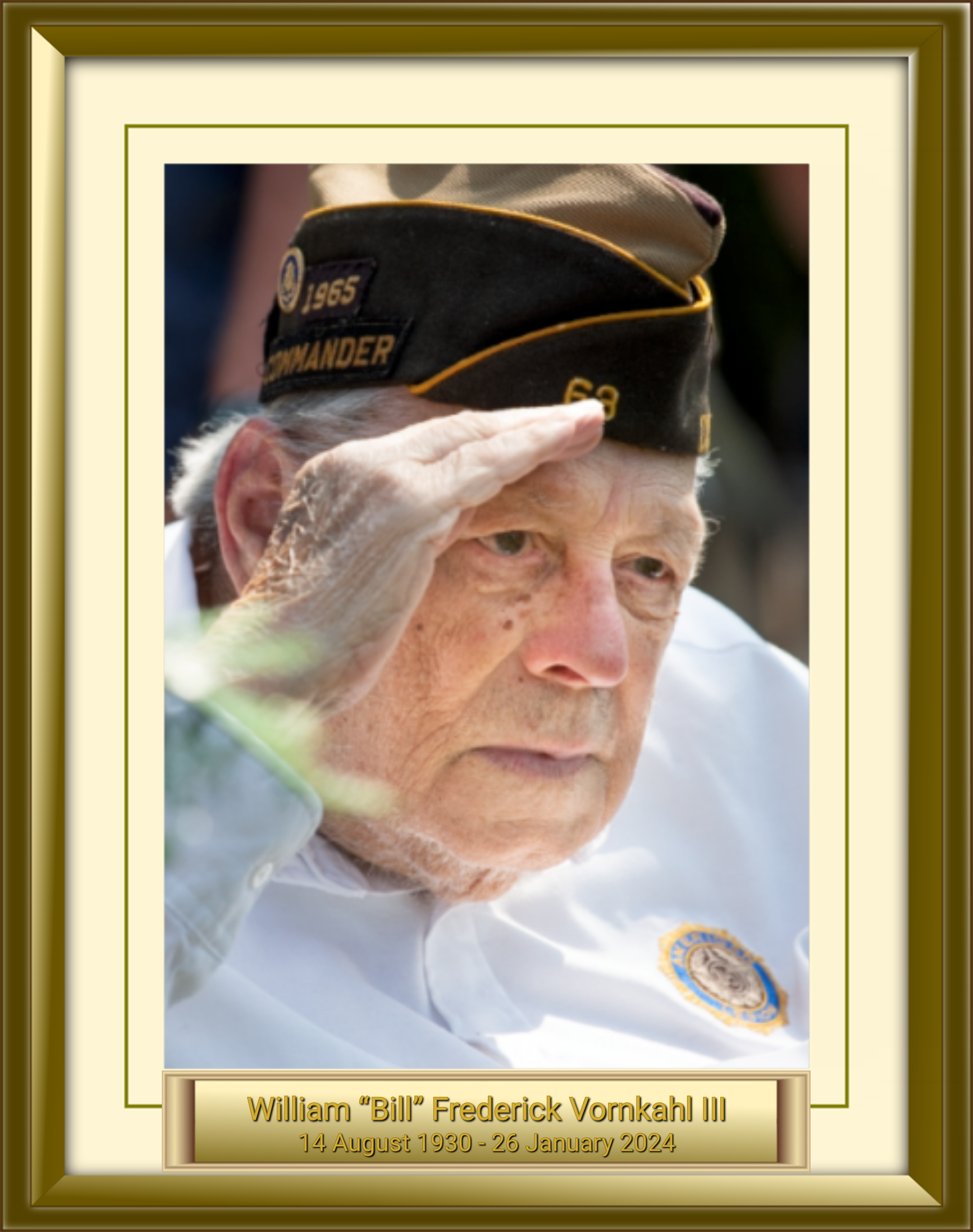 William “Bill” Frederick Vornkahl III 14 August 1930 - 26 January 2024