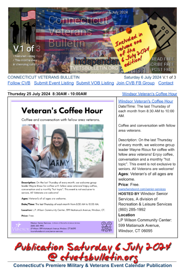 Windsor Veteran's Coffee Hour