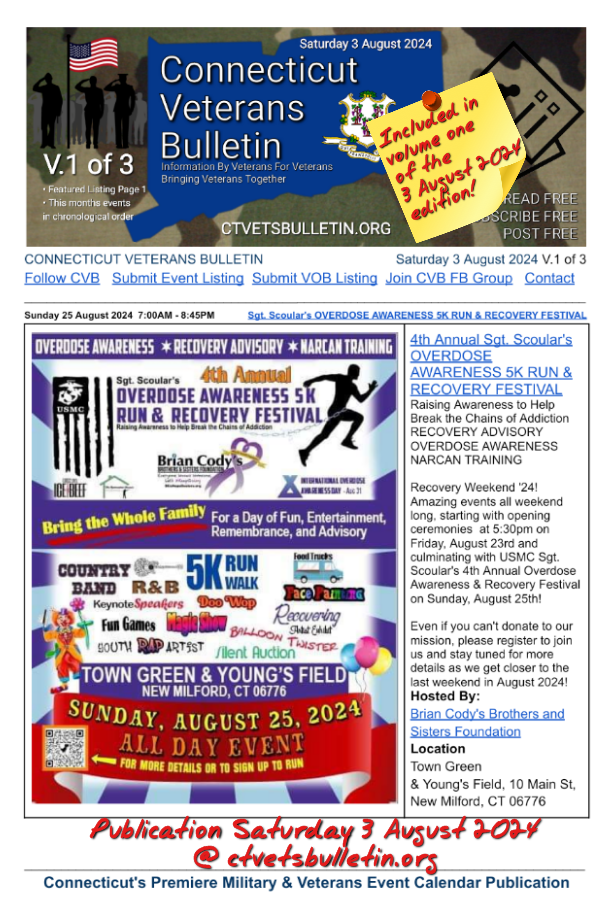 4th Annual Sgt. Scoular's OVERDOSE AWARENESS 5K RUN & RECOVERY FESTIVAL