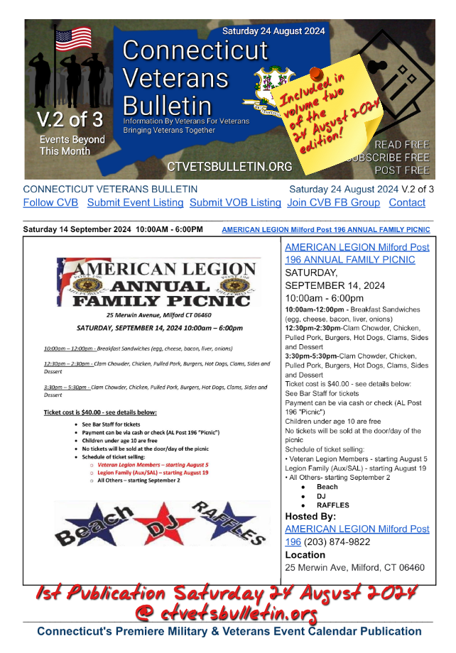 AMERICAN LEGION Milford Post 196 ANNUAL FAMILY PICNIC