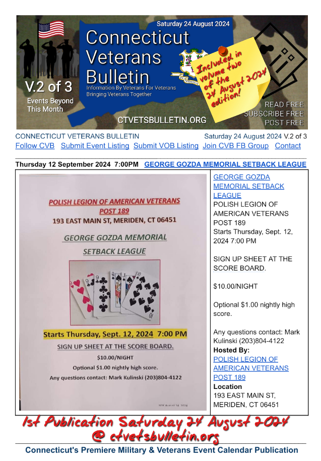 GEORGE GOZDA MEMORIAL SETBACK LEAGUE