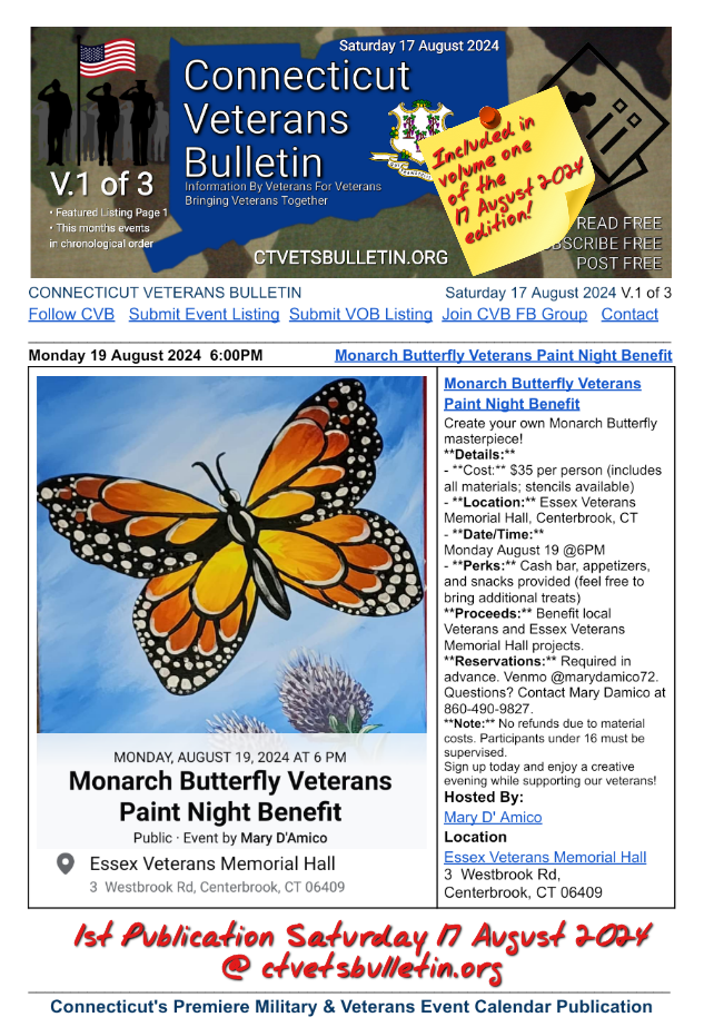 Monarch Butterfly Veterans Paint Night Benefit