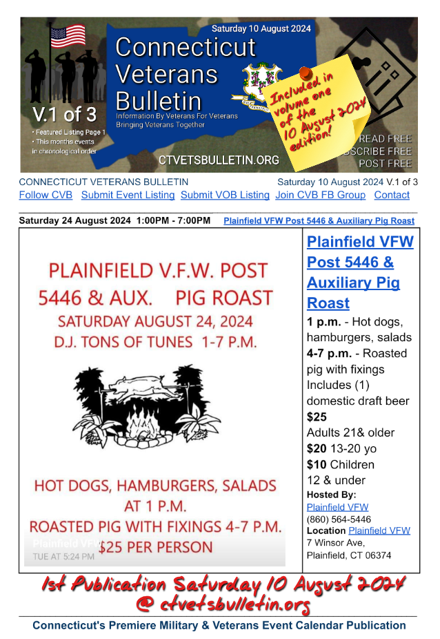 Plainfield VFW Post 5446 & Auxiliary Pig Roast
