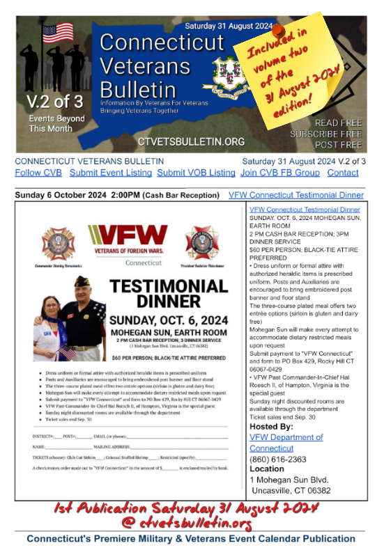 VFW Connecticut Testimonial Dinner