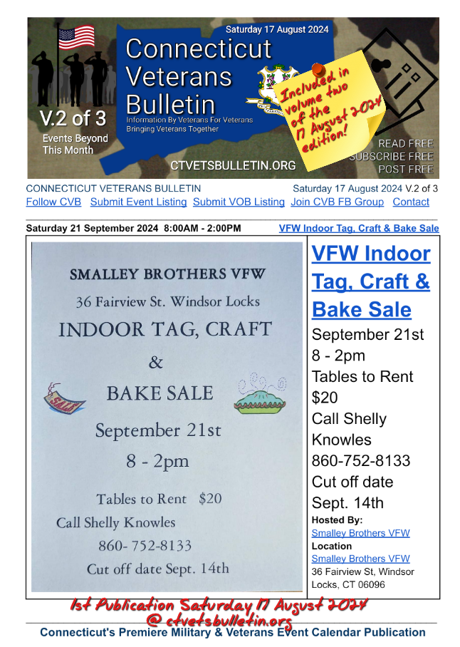 VFW Indoor Tag, Craft & Bake Sale