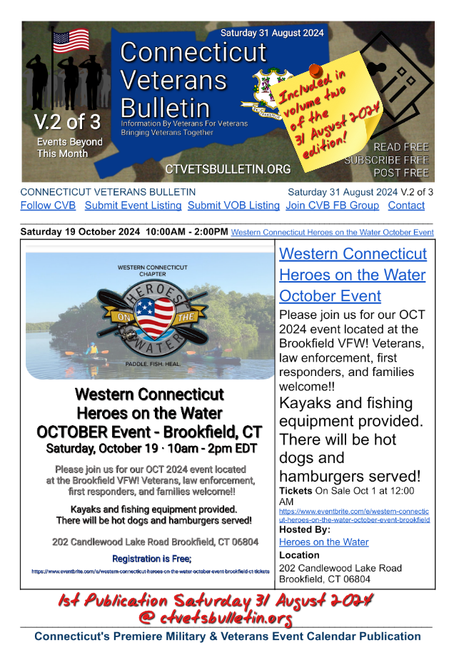 Western Connecticut Heroes on the Water October Event