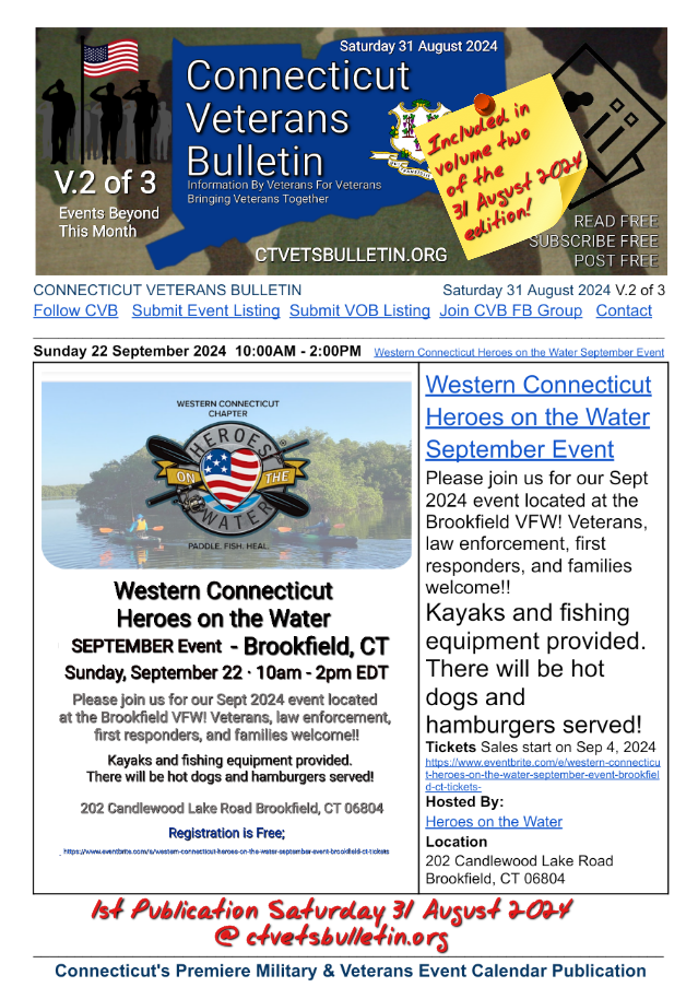 Western Connecticut Heroes on the Water September Event