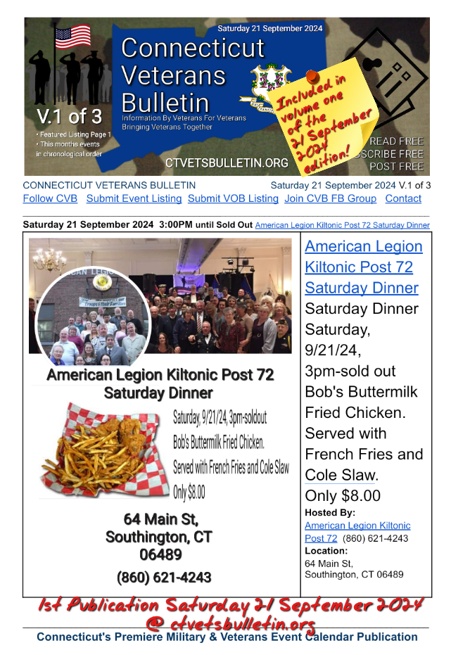 American Legion Kiltonic Post 72 Saturday Dinner