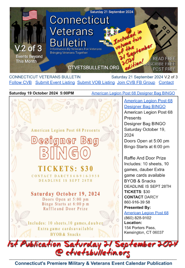 American Legion Post 68 Designer Bag BINGO