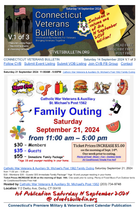 Catholic War Veterans & Auxiliary St. Michael's Post 1562 Family Outing