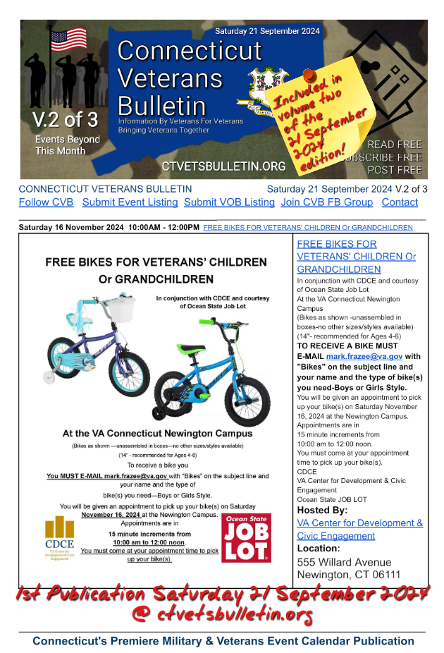 FREE BIKES FOR VETERANS' CHILDREN Or GRANDCHILDREN