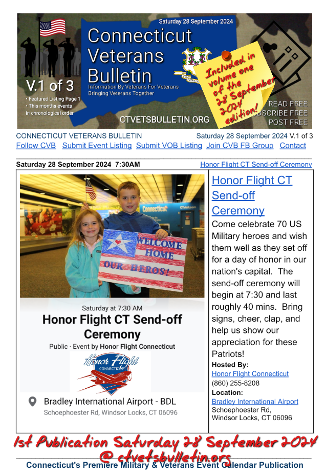 Honor Flight CT Send-off Ceremony