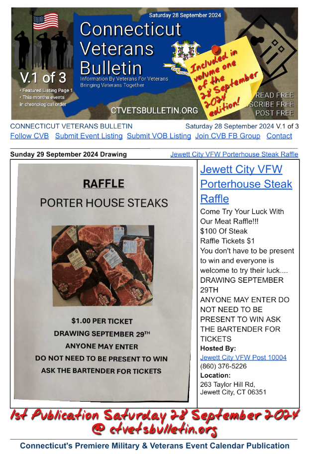 Jewett City VFW Porterhouse Steak Raffle