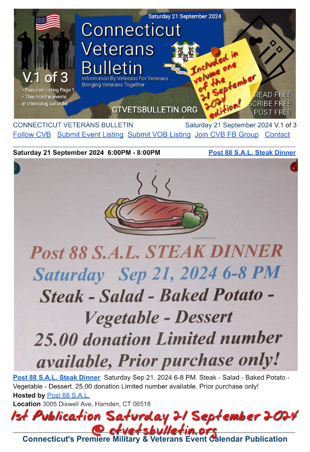 Post 88 S.A.L. Steak Dinner