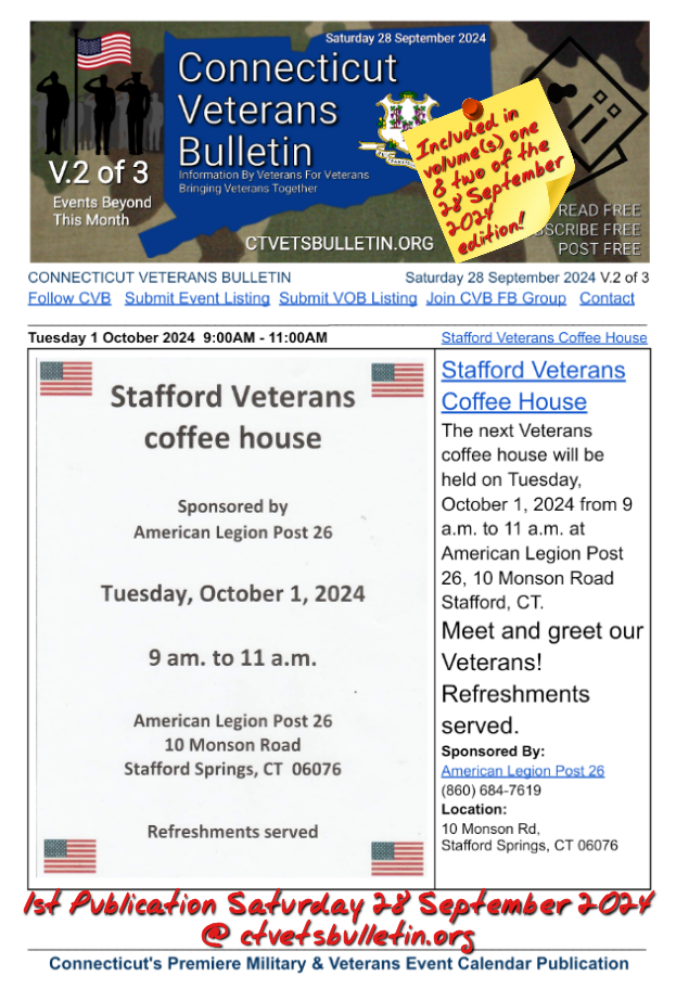 Stafford Veterans Coffee House 1 October 2024
