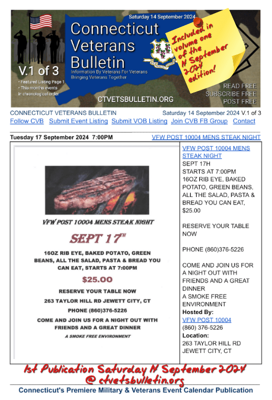 VFW POST 10004 MENS STEAK NIGHT