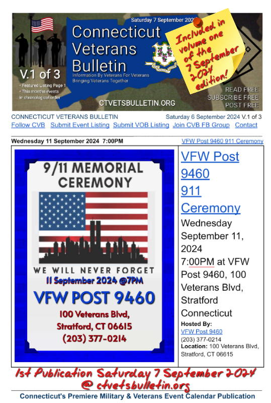 VFW Post 9460 911 Ceremony