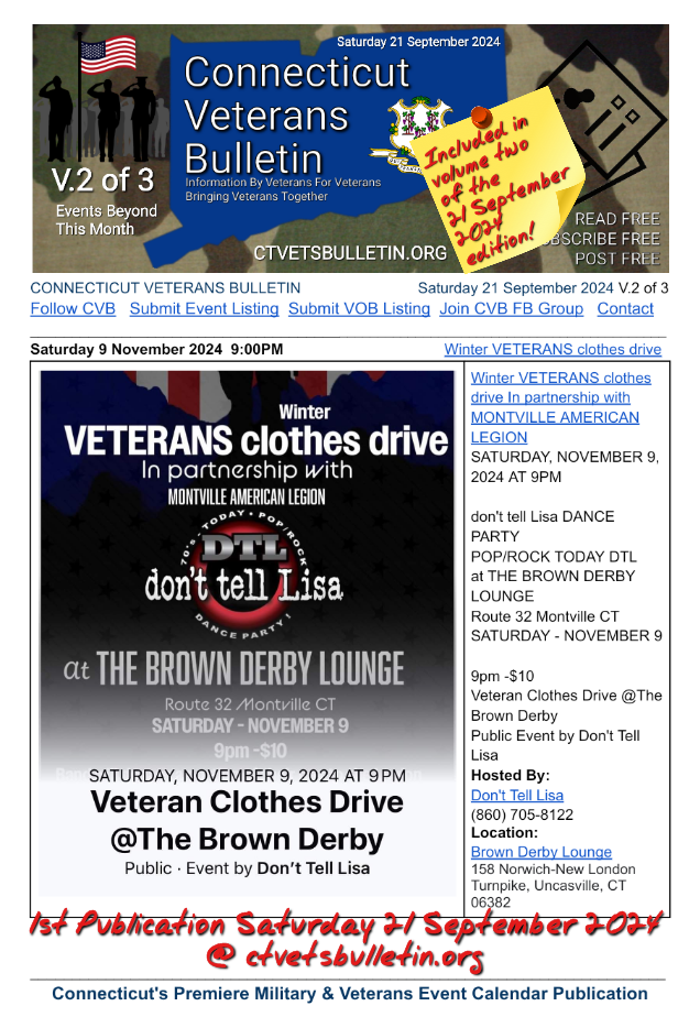 Winter VETERANS clothes drive In partnership with MONTVILLE AMERICAN LEGION
