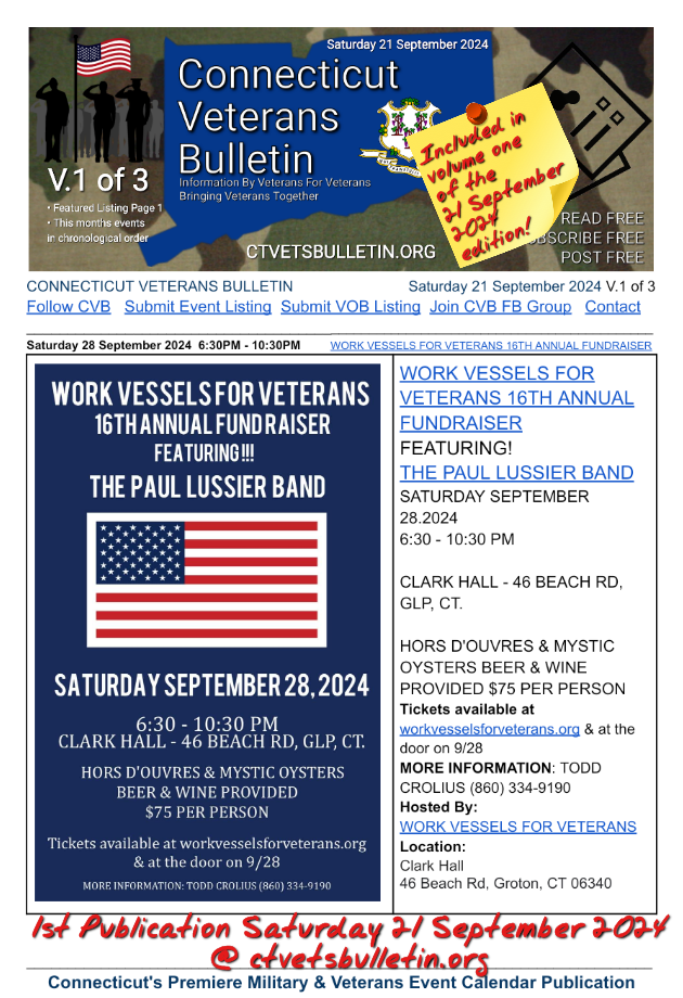 WORK VESSELS FOR VETERANS 16TH ANNUAL FUNDRAISER