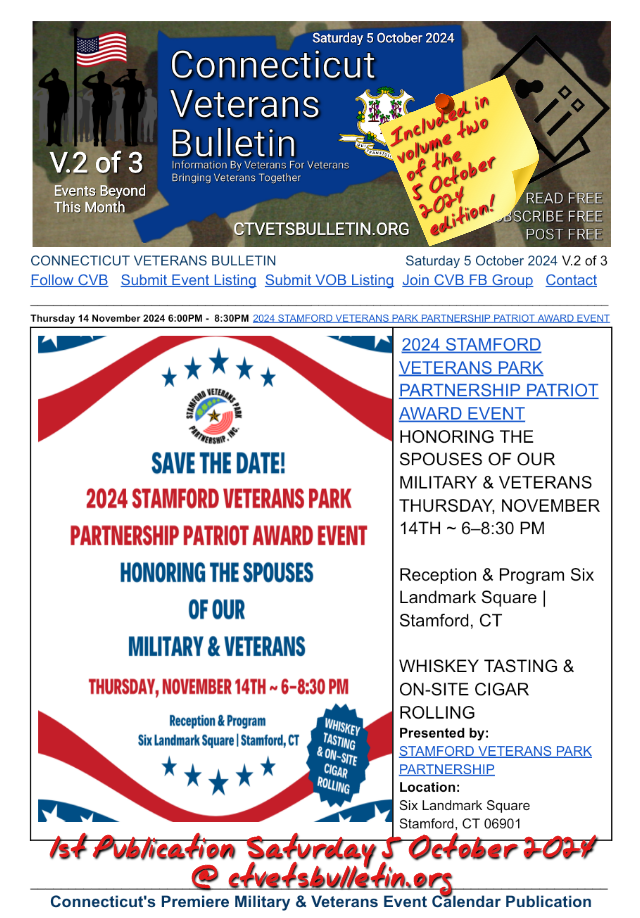2024 STAMFORD VETERANS PARK PARTNERSHIP PATRIOT AWARD EVENT