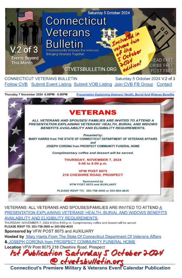A PRESENTATION EXPLAINING VETERANS' HEALTH, BURIAL AND WIDOWS BENEFITS AVAILABILITY AND ELIGIBILITY REQUIREMENTS