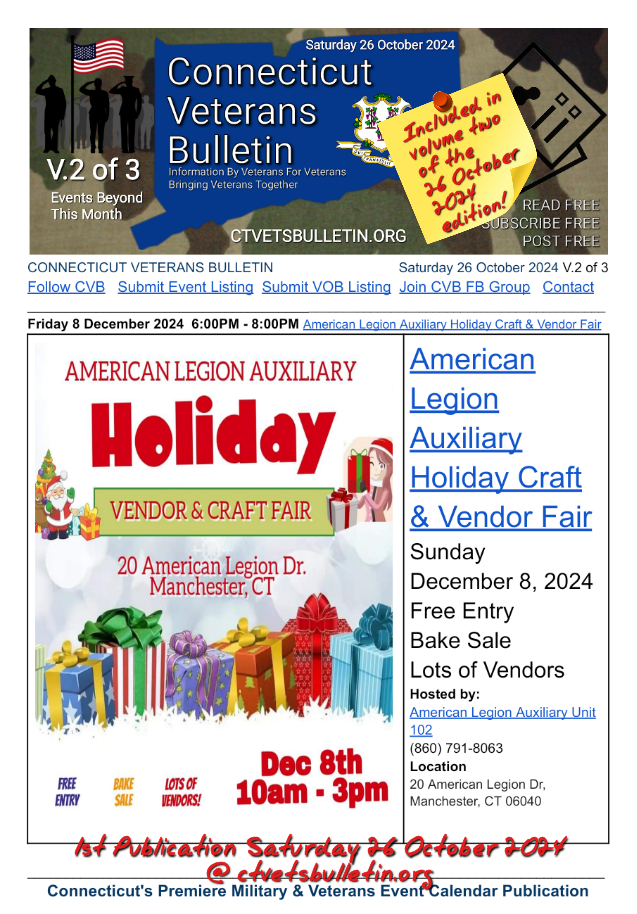 American Legion Auxiliary Holiday Craft & Vendor Fair