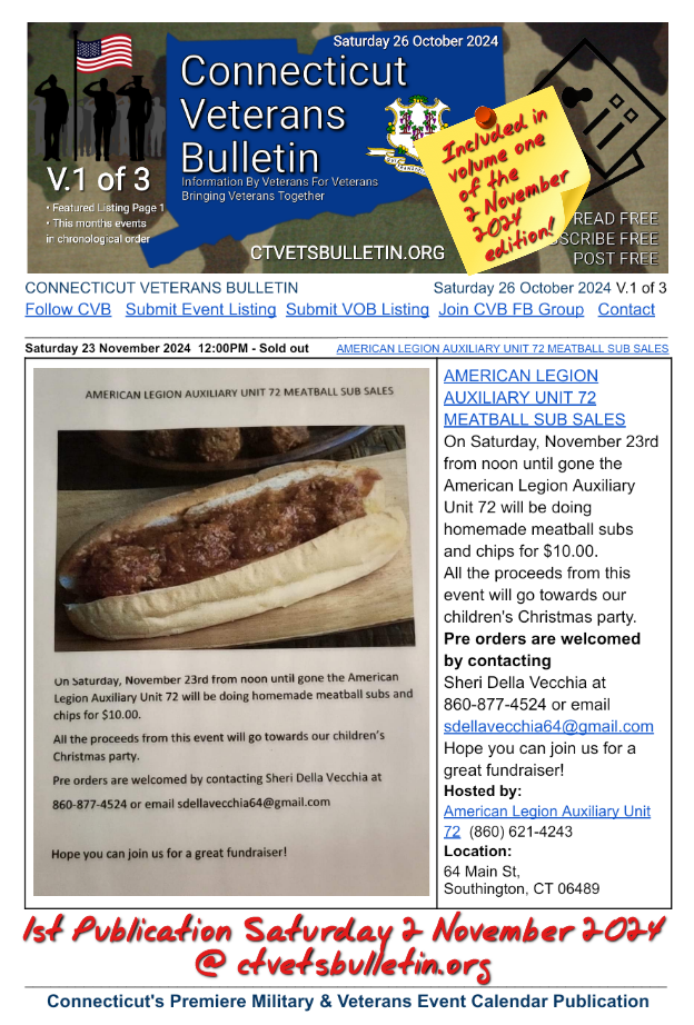 AMERICAN LEGION AUXILIARY UNIT 72 MEATBALL SUB SALES