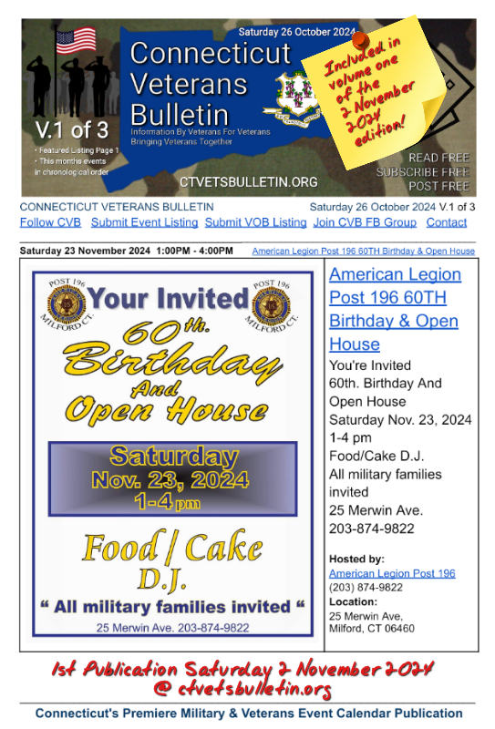 American Legion Post 196 60TH Birthday & Open House