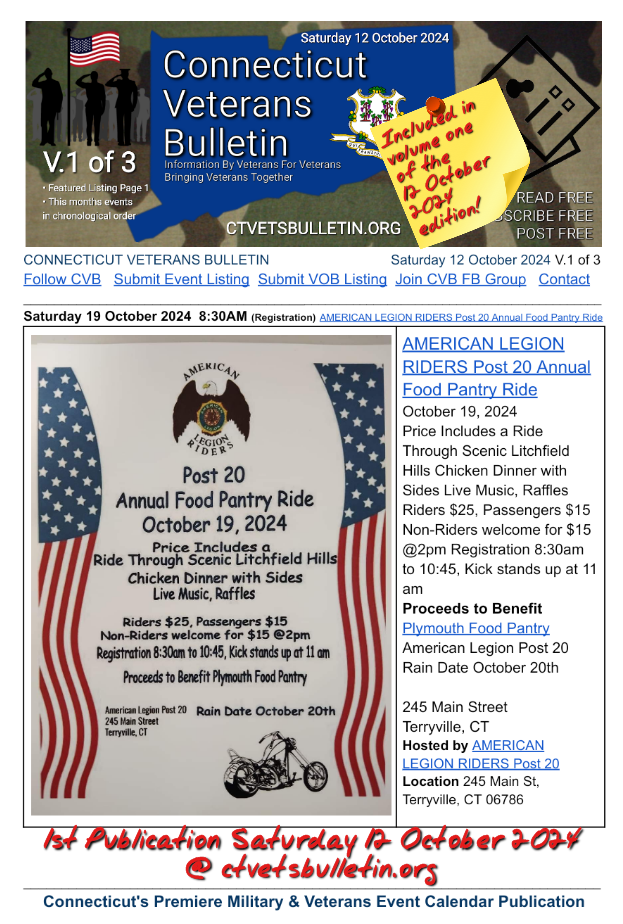 AMERICAN LEGION RIDERS Post 20 Annual Food Pantry Ride