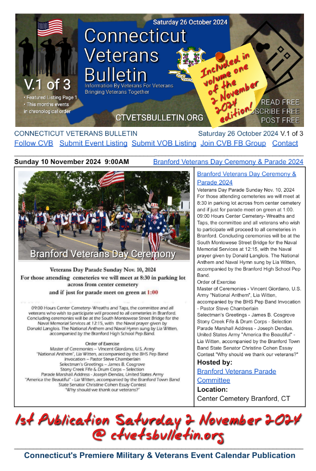 Branford Veterans Day Ceremony & Parade 2024