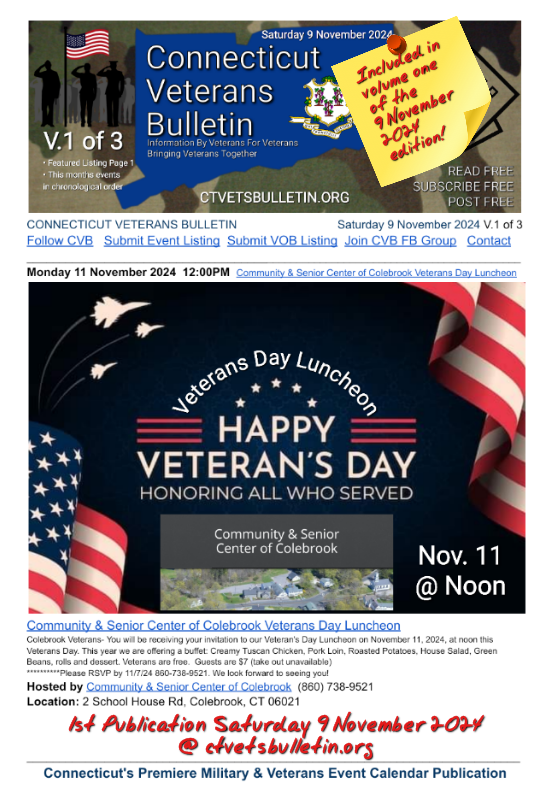 Community & Senior Center of Colebrook Veterans Day Luncheon