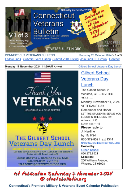 Gilbert School Veterans Day Lunch
