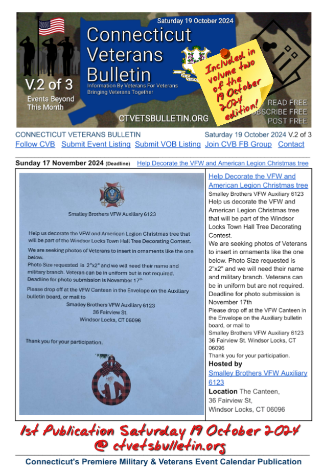 Help Decorate the VFW and American Legion Christmas tree