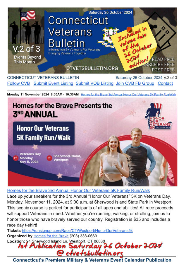 Homes for the Brave 3rd Annual Honor Our Veterans 5K Family Run/Walk